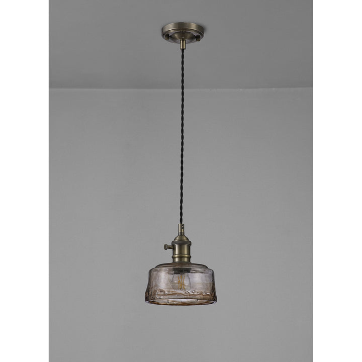 Nelson Lighting NL95179 Wady 1 Light Pendant Antique Brass Black