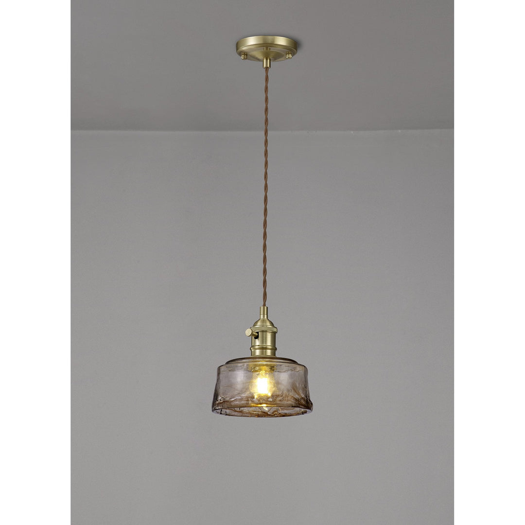 Nelson Lighting NL95189 Wady 1 Light Pendant Brass Beige