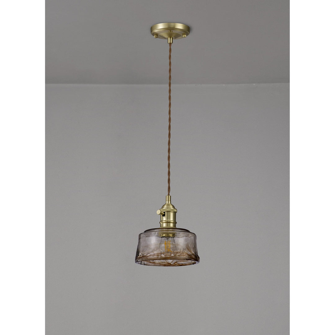 Nelson Lighting NL95189 Wady 1 Light Pendant Brass Beige