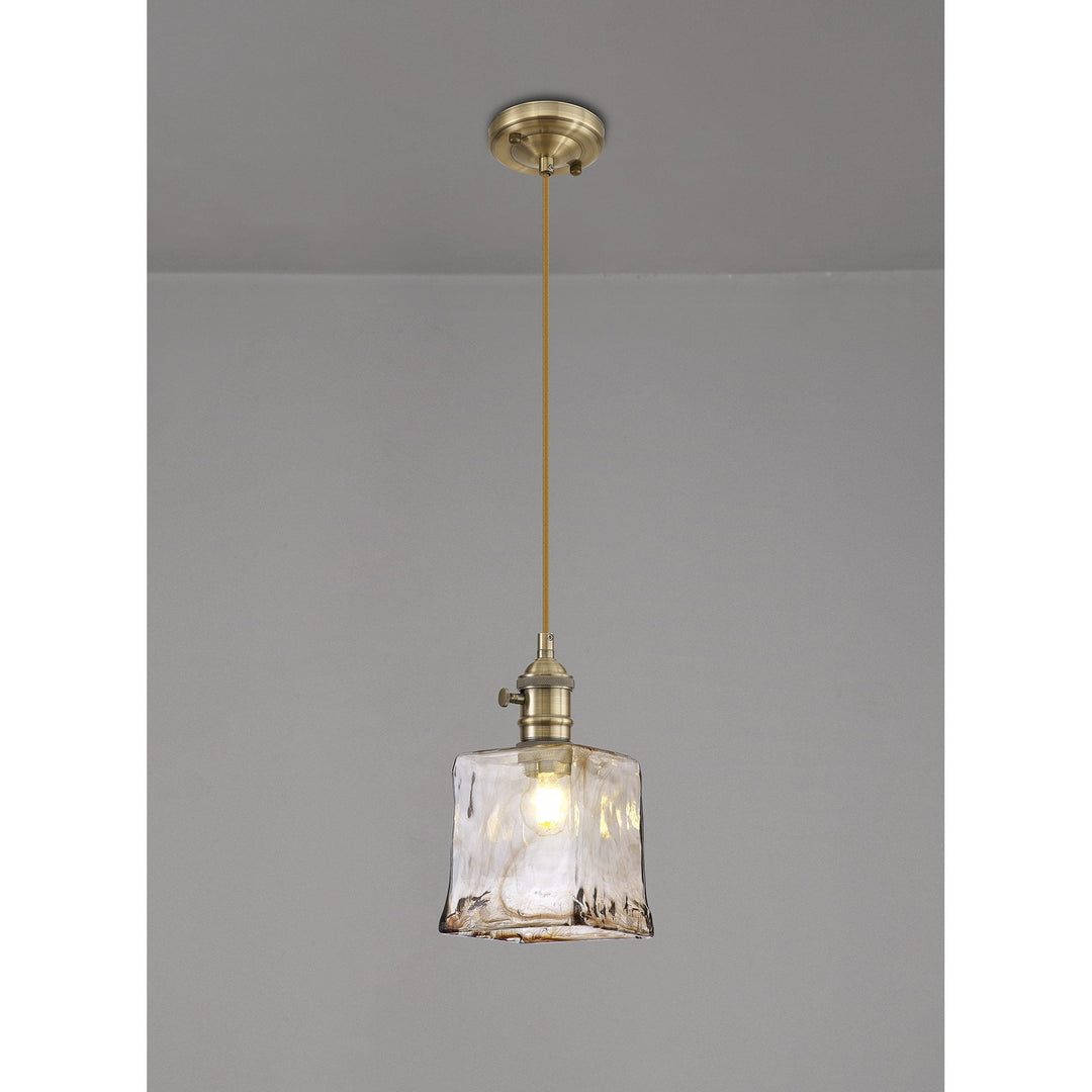 Nelson Lighting NL95199 Wady 1 Light Pendant Antique Brass Golden Brown