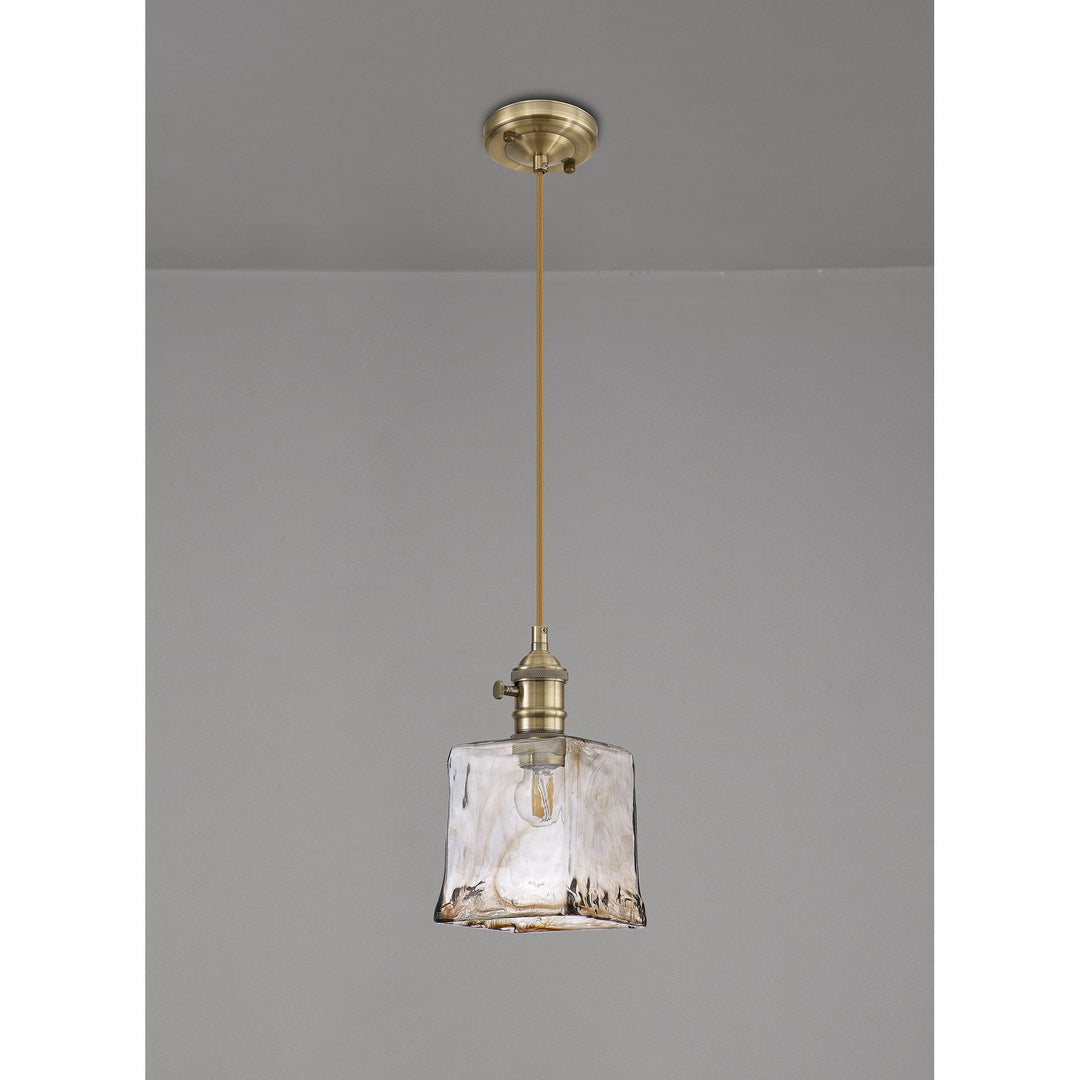 Nelson Lighting NL95199 Wady 1 Light Pendant Antique Brass Golden Brown