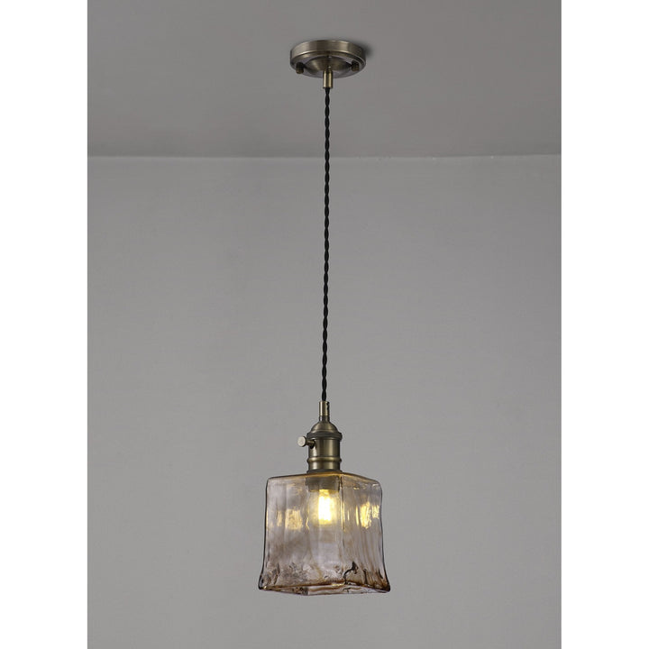 Nelson Lighting NL95209 Wady 1 Light Pendant Antique Brass Black