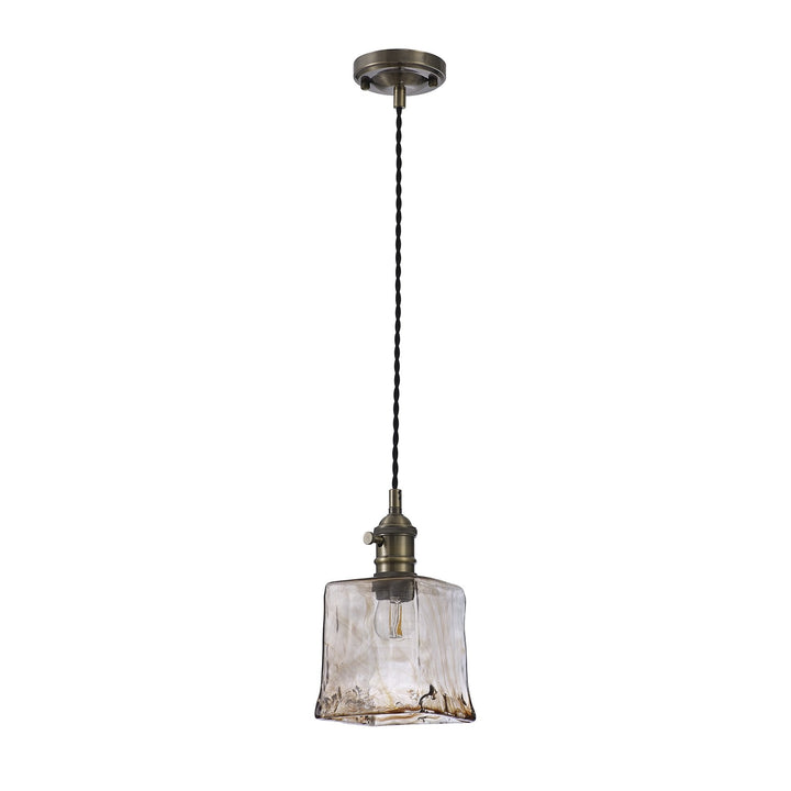 Nelson Lighting NL95209 Wady 1 Light Pendant Antique Brass Black