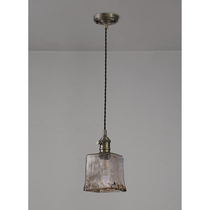 Nelson Lighting NL95209 Wady 1 Light Pendant Antique Brass Black