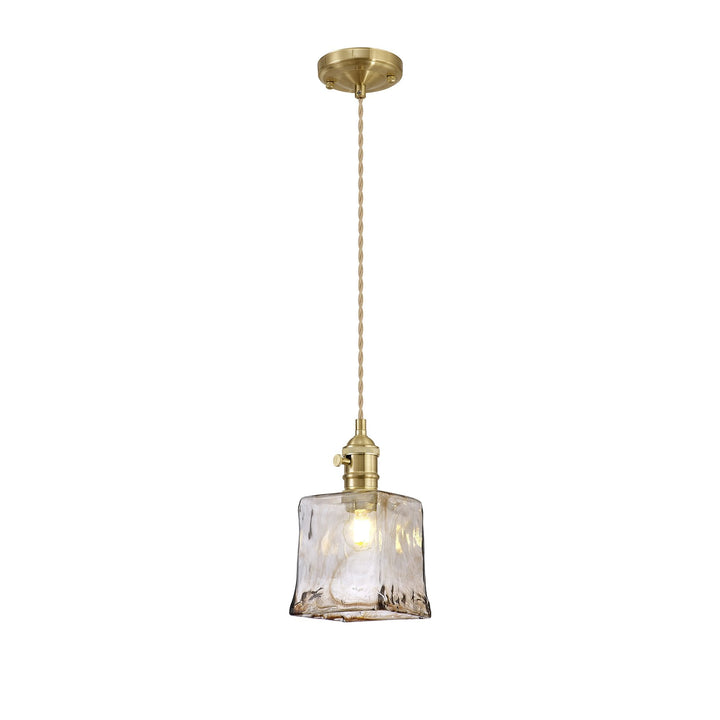 Nelson Lighting NL95219 Wady 1 Light Pendant Brass Beige