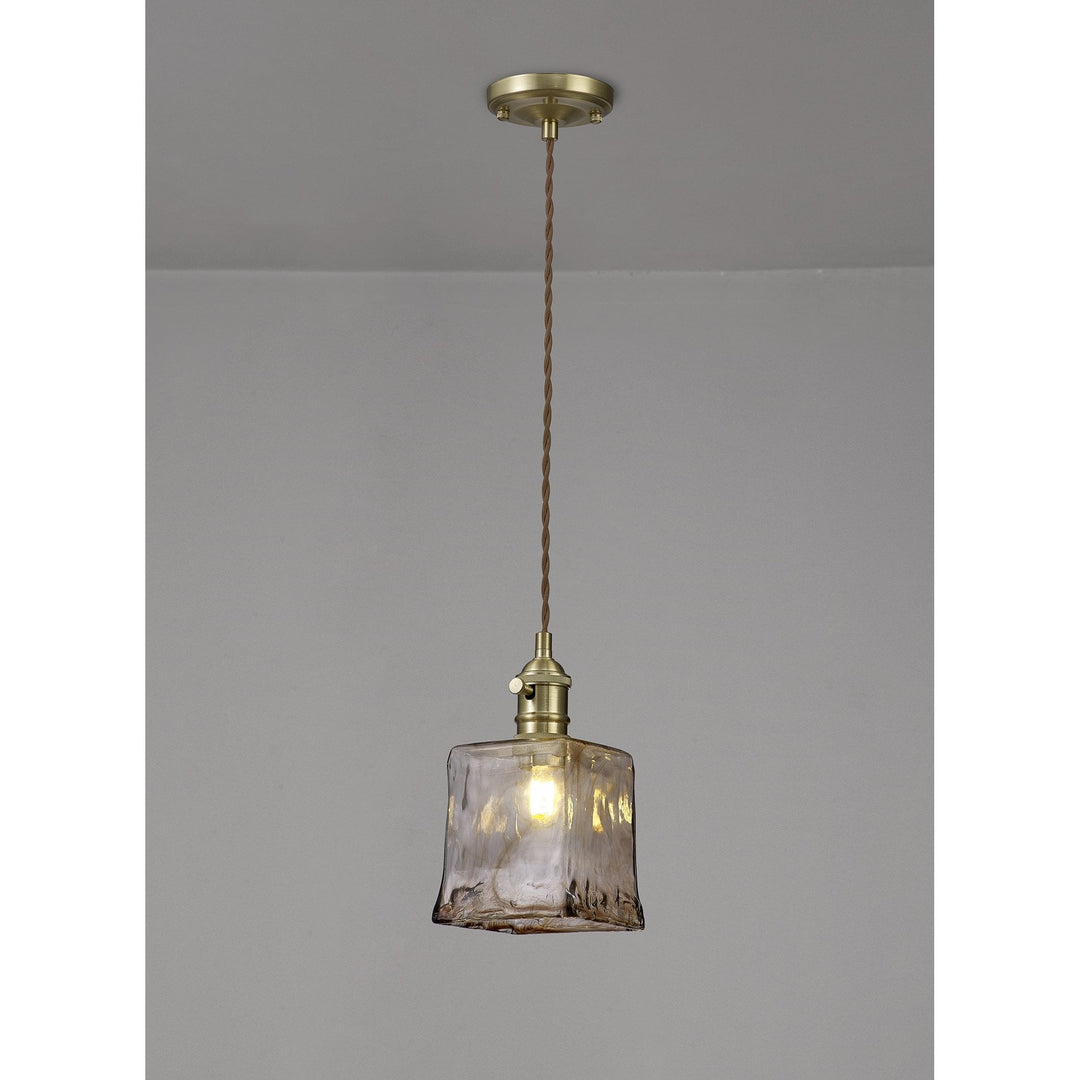 Nelson Lighting NL95219 Wady 1 Light Pendant Brass Beige