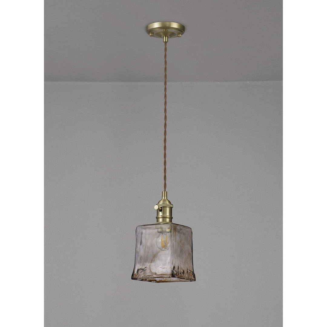 Nelson Lighting NL95219 Wady 1 Light Pendant Brass Beige