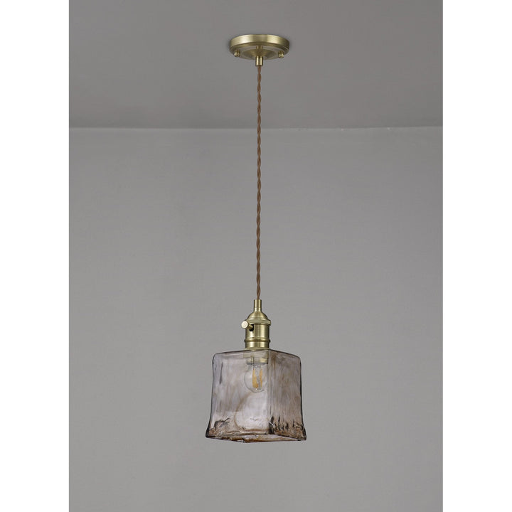 Nelson Lighting NL95219 Wady 1 Light Pendant Brass Beige