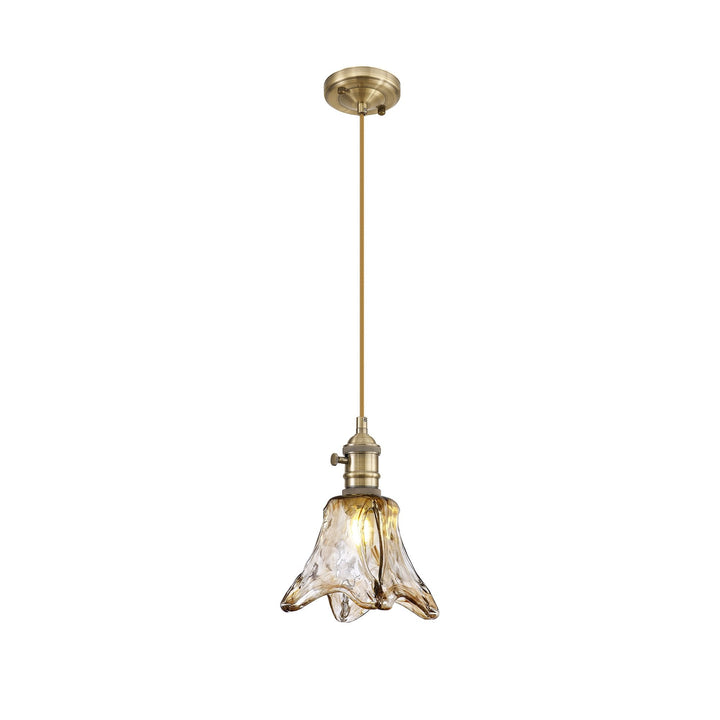 Nelson Lighting NL95229 Wady 1 Light Pendant Antique Brass Golden Brown