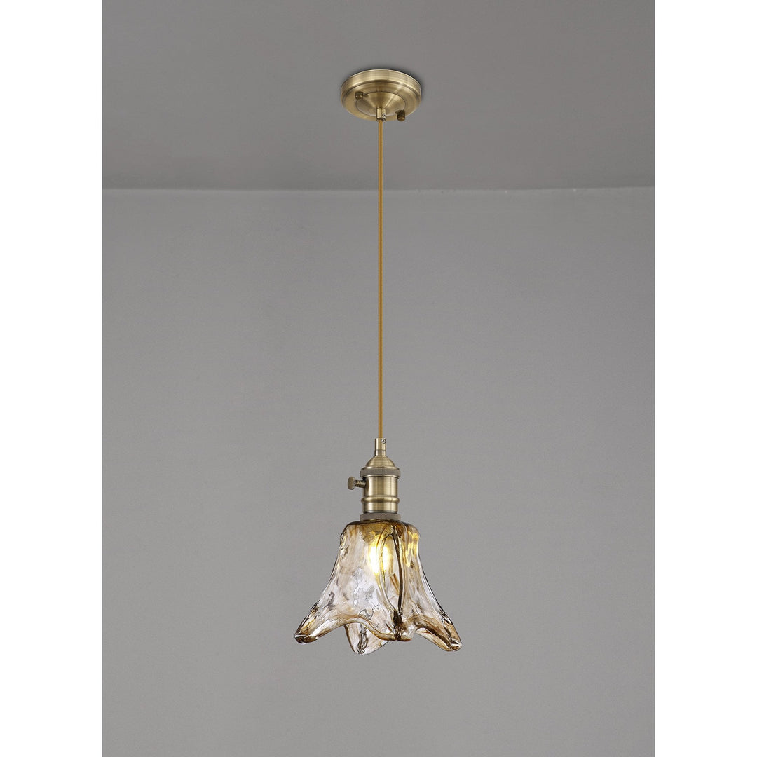 Nelson Lighting NL95229 Wady 1 Light Pendant Antique Brass Golden Brown