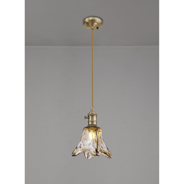 Nelson Lighting NL95229 Wady 1 Light Pendant Antique Brass Golden Brown