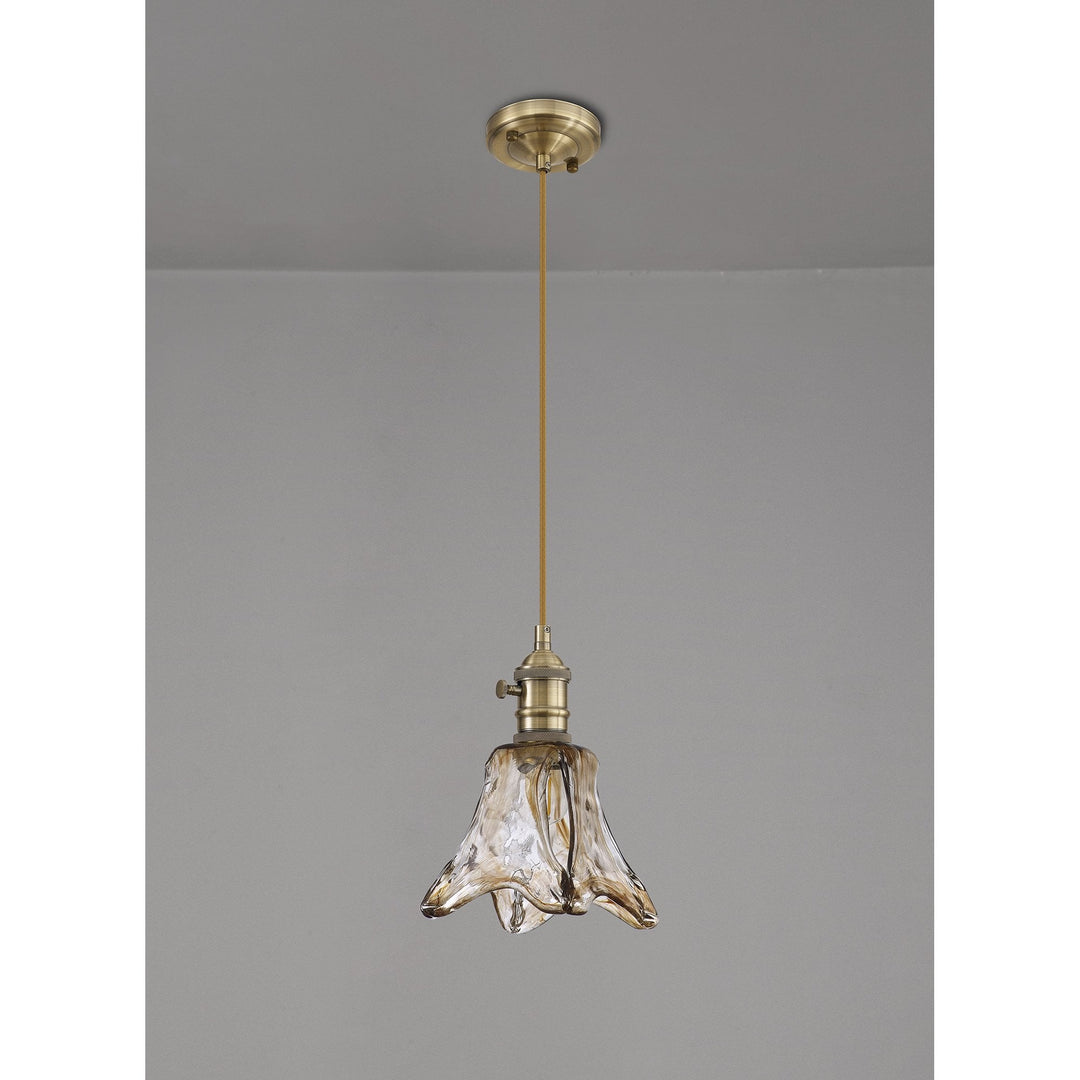 Nelson Lighting NL95229 Wady 1 Light Pendant Antique Brass Golden Brown