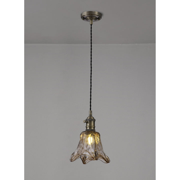 Nelson Lighting NL95239 Wady 1 Light Pendant Antique Brass Black