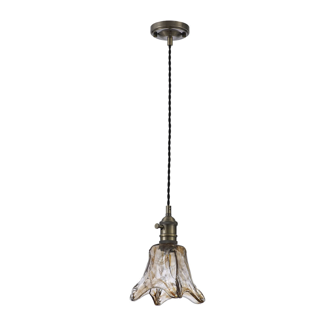 Nelson Lighting NL95239 Wady 1 Light Pendant Antique Brass Black