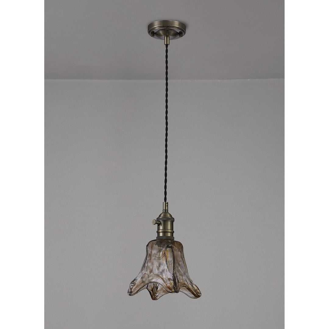 Nelson Lighting NL95239 Wady 1 Light Pendant Antique Brass Black