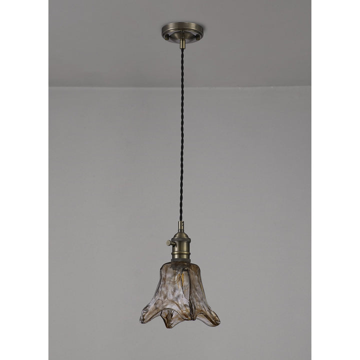 Nelson Lighting NL95239 Wady 1 Light Pendant Antique Brass Black