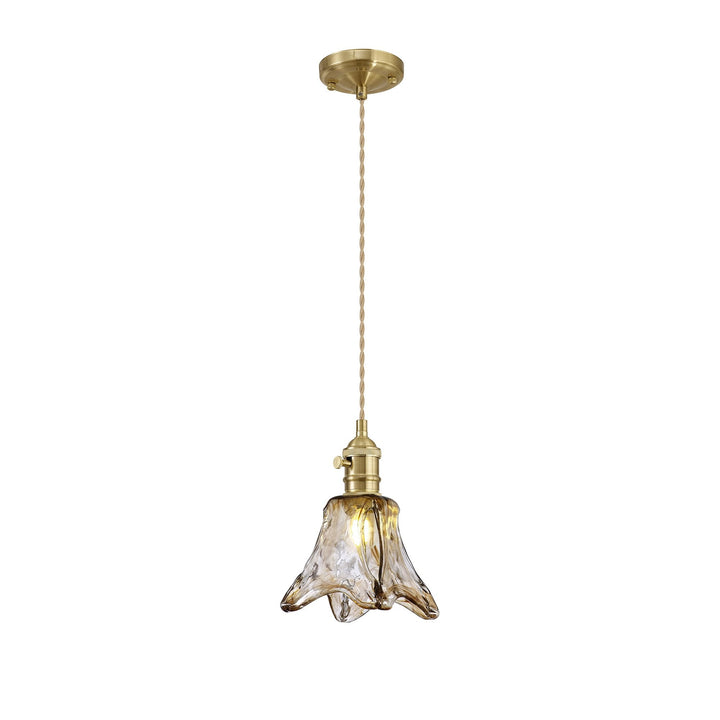 Nelson Lighting NL95249 Wady 1 Light Pendant Brass Beige