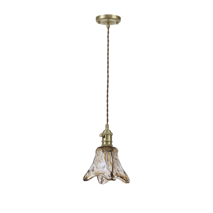 Nelson Lighting NL95249 Wady 1 Light Pendant Brass Beige