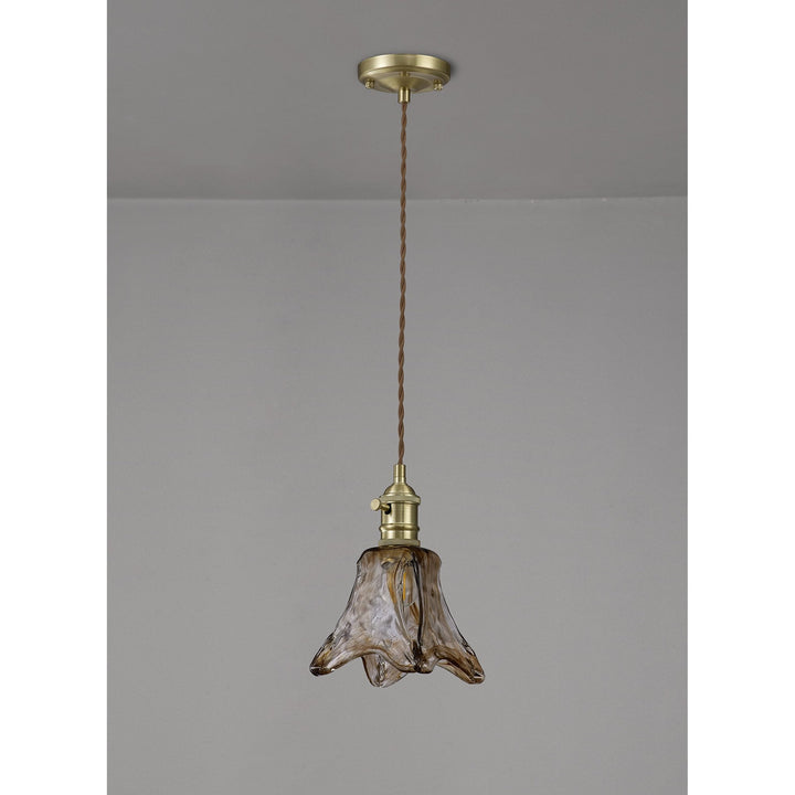 Nelson Lighting NL95249 Wady 1 Light Pendant Brass Beige