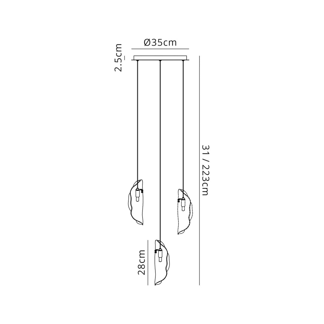 Nelson Lighting NL90549 Washington 3 Light Pendant Polished Chrome Amber/Clear/Smoked