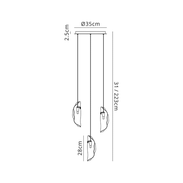 Nelson Lighting NL90549 Washington 3 Light Pendant Polished Chrome Amber/Clear/Smoked