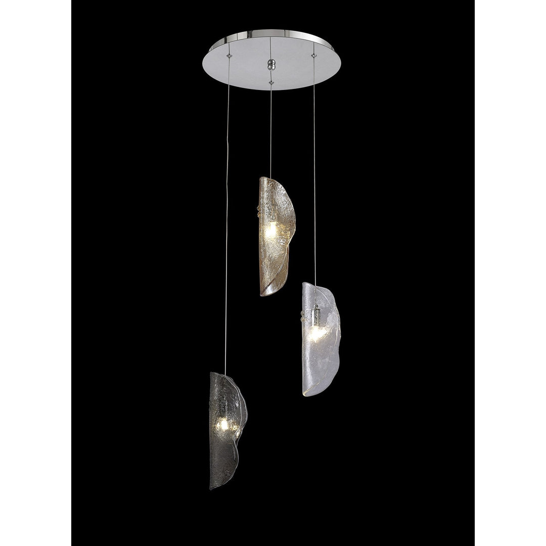 Nelson Lighting NL90549 Washington 3 Light Pendant Polished Chrome Amber/Clear/Smoked