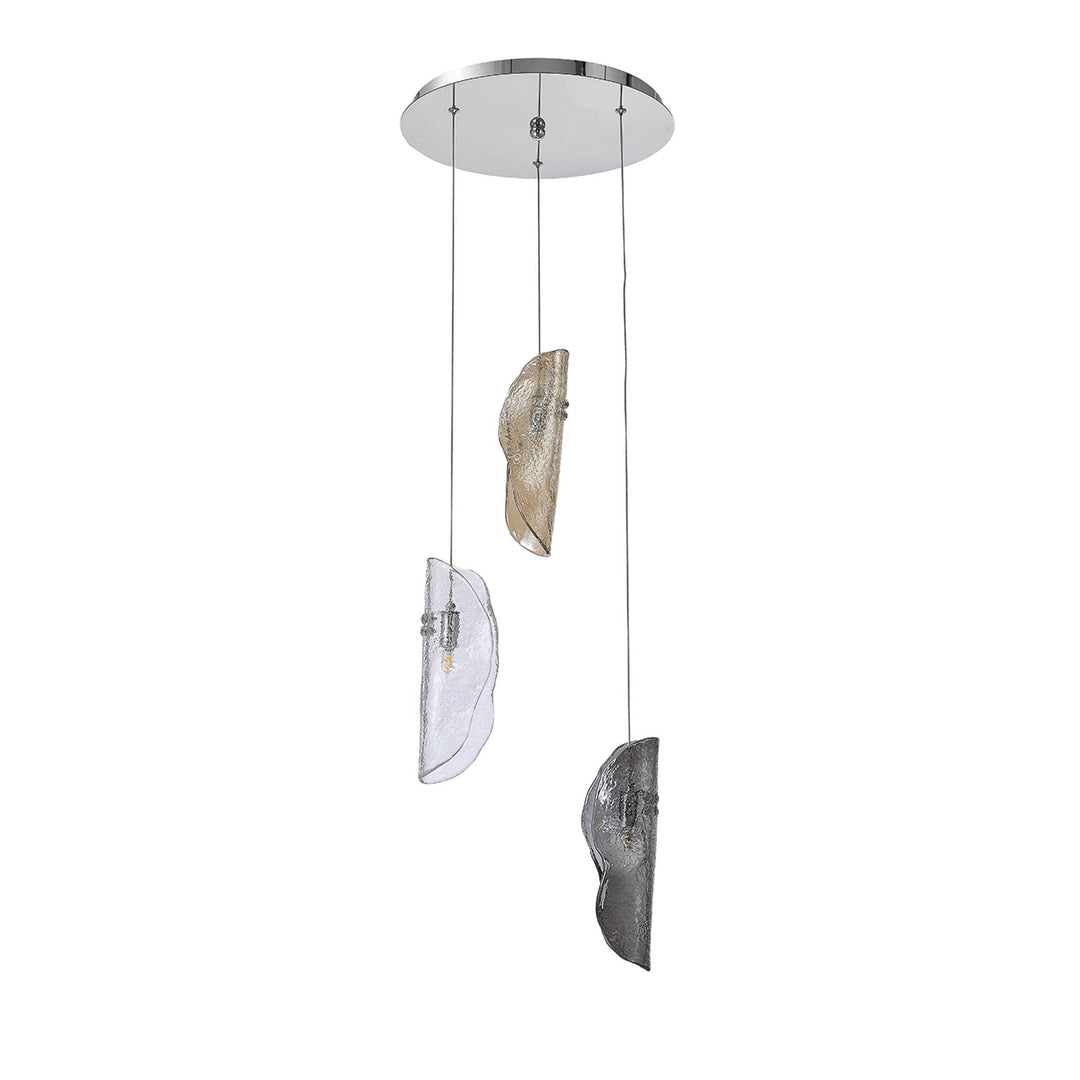 Nelson Lighting NL90549 Washington 3 Light Pendant Polished Chrome Amber/Clear/Smoked