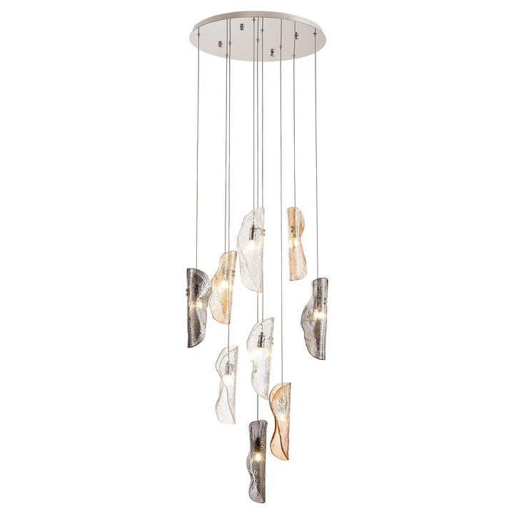 Nelson Lighting NL90679 Washington 9 Light Pendant Polished Chrome Amber/Clear/Smoked