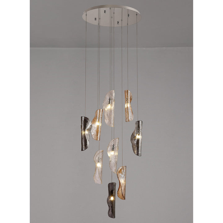 Nelson Lighting NL90679 Washington 9 Light Pendant Polished Chrome Amber/Clear/Smoked