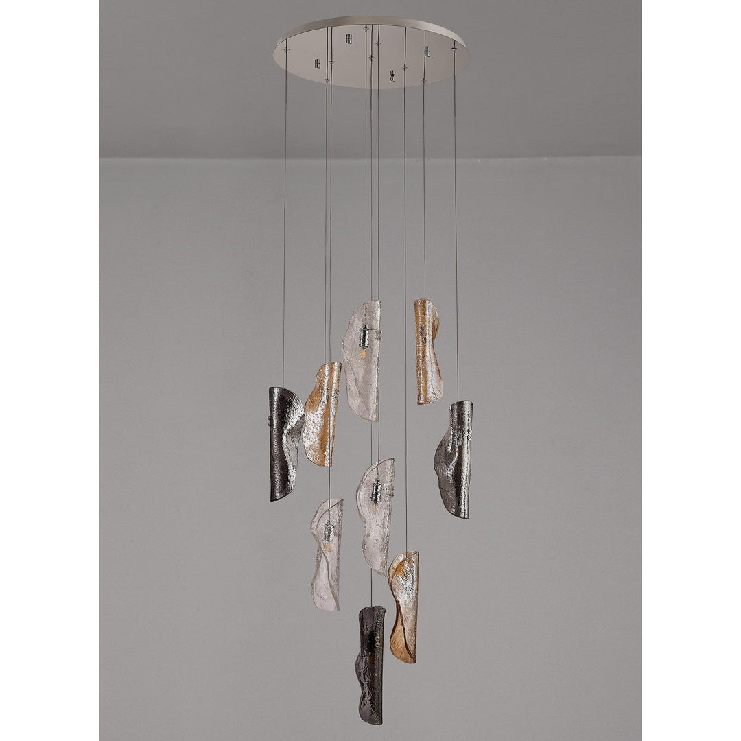 Nelson Lighting NL90679 Washington 9 Light Pendant Polished Chrome Amber/Clear/Smoked