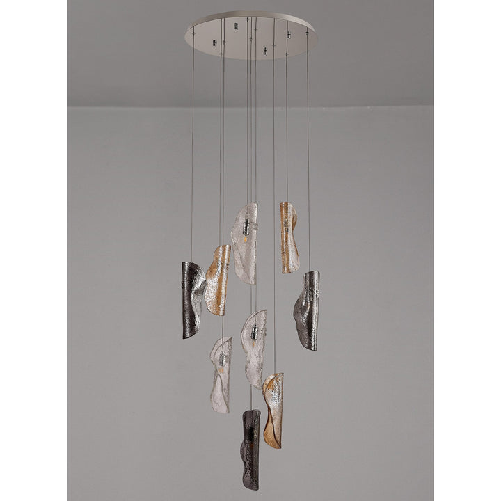 Nelson Lighting NL90679 Washington 9 Light Pendant Polished Chrome Amber/Clear/Smoked