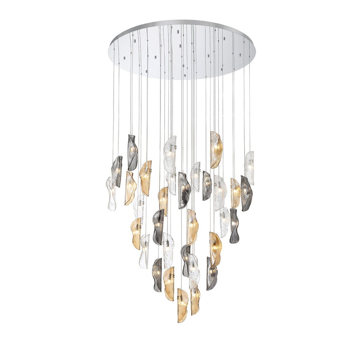 Nelson Lighting NL90689 Washington 32 Light Pendant Polished Chrome Amber/Clear/Smoked