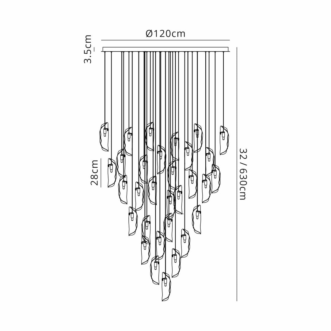 Nelson Lighting NL90689 Washington 32 Light Pendant Polished Chrome Amber/Clear/Smoked