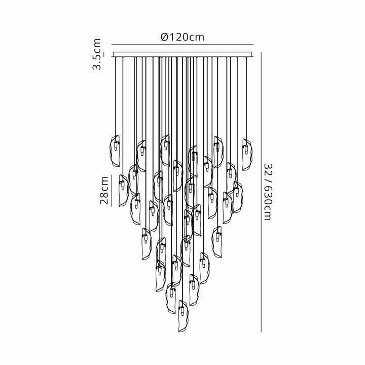 Nelson Lighting NL90689 Washington 32 Light Pendant Polished Chrome Amber/Clear/Smoked