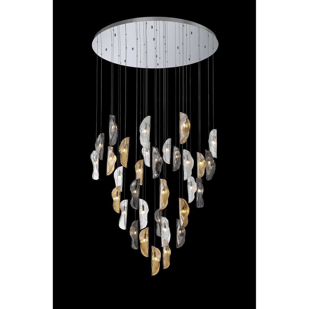 Nelson Lighting NL90689 Washington 32 Light Pendant Polished Chrome Amber/Clear/Smoked