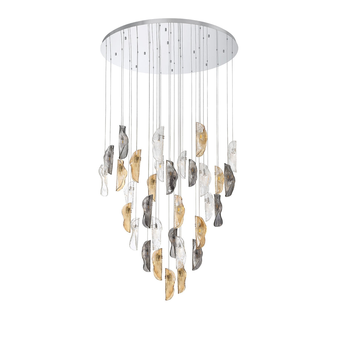 Nelson Lighting NL90689 Washington 32 Light Pendant Polished Chrome Amber/Clear/Smoked