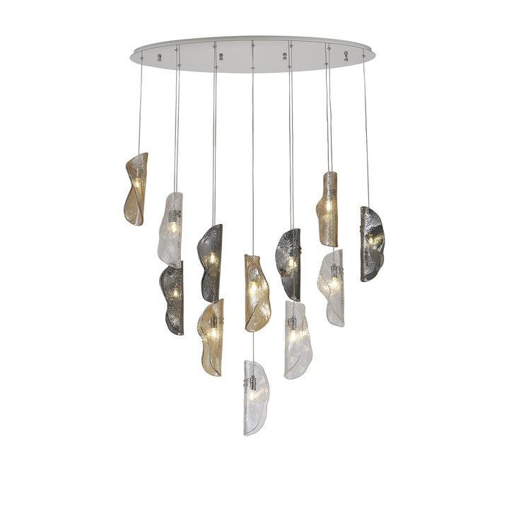 Nelson Lighting NL91409 Washington 12 Light Oval Pendant Polished Chrome Amber/Clear/Smoked