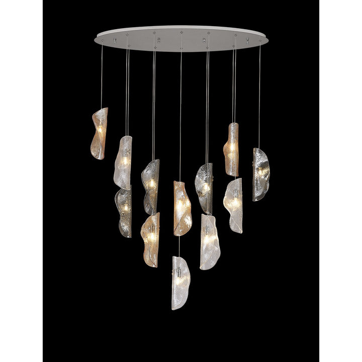 Nelson Lighting NL91409 Washington 12 Light Oval Pendant Polished Chrome Amber/Clear/Smoked