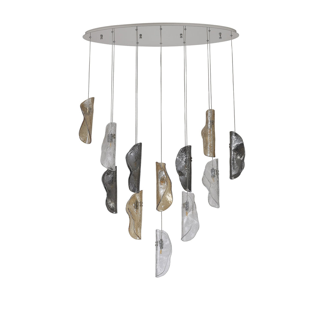 Nelson Lighting NL91409 Washington 12 Light Oval Pendant Polished Chrome Amber/Clear/Smoked