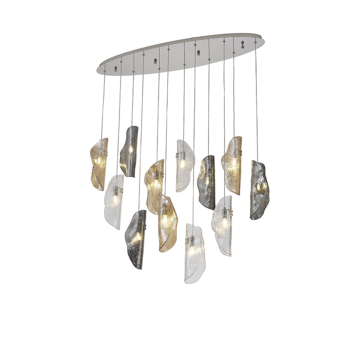 Nelson Lighting NL91409 Washington 12 Light Oval Pendant Polished Chrome Amber/Clear/Smoked