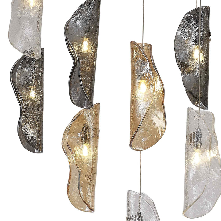 Nelson Lighting NL91409 Washington 12 Light Oval Pendant Polished Chrome Amber/Clear/Smoked