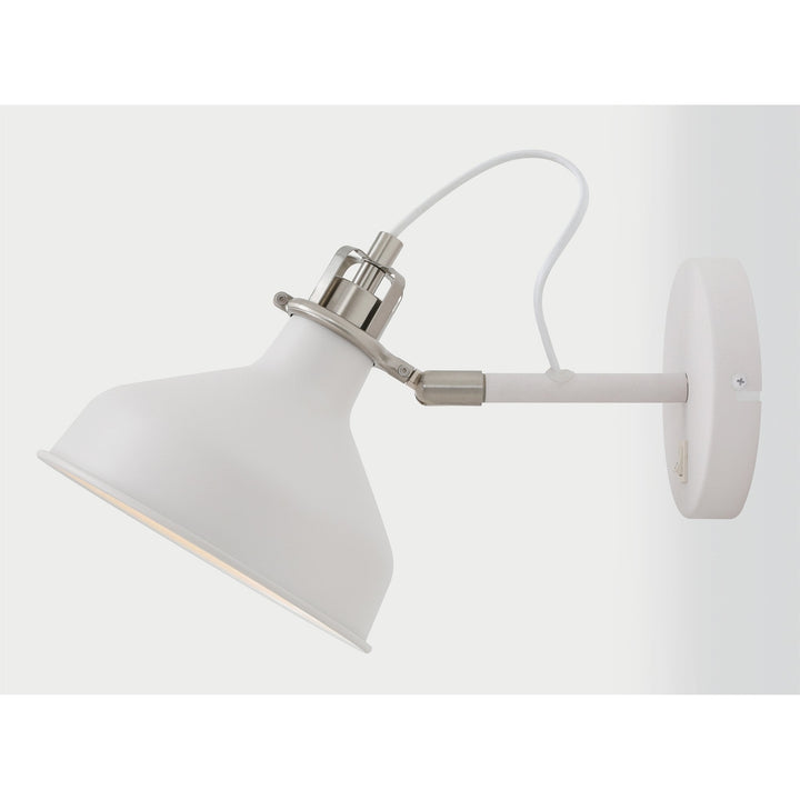 Nelson Lighting NL70129 | Barnie Adjustable Wall Lamp | Sand White & Satin Nickel