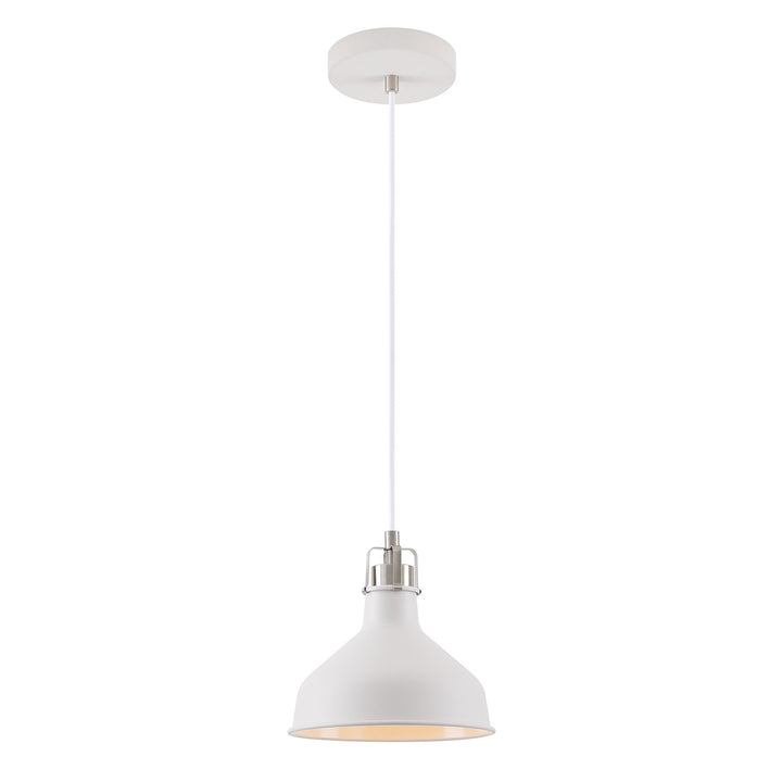 Nelson Lighting NL70159 | Barnie Small Pendant | Sand White/Satin Nickel/White