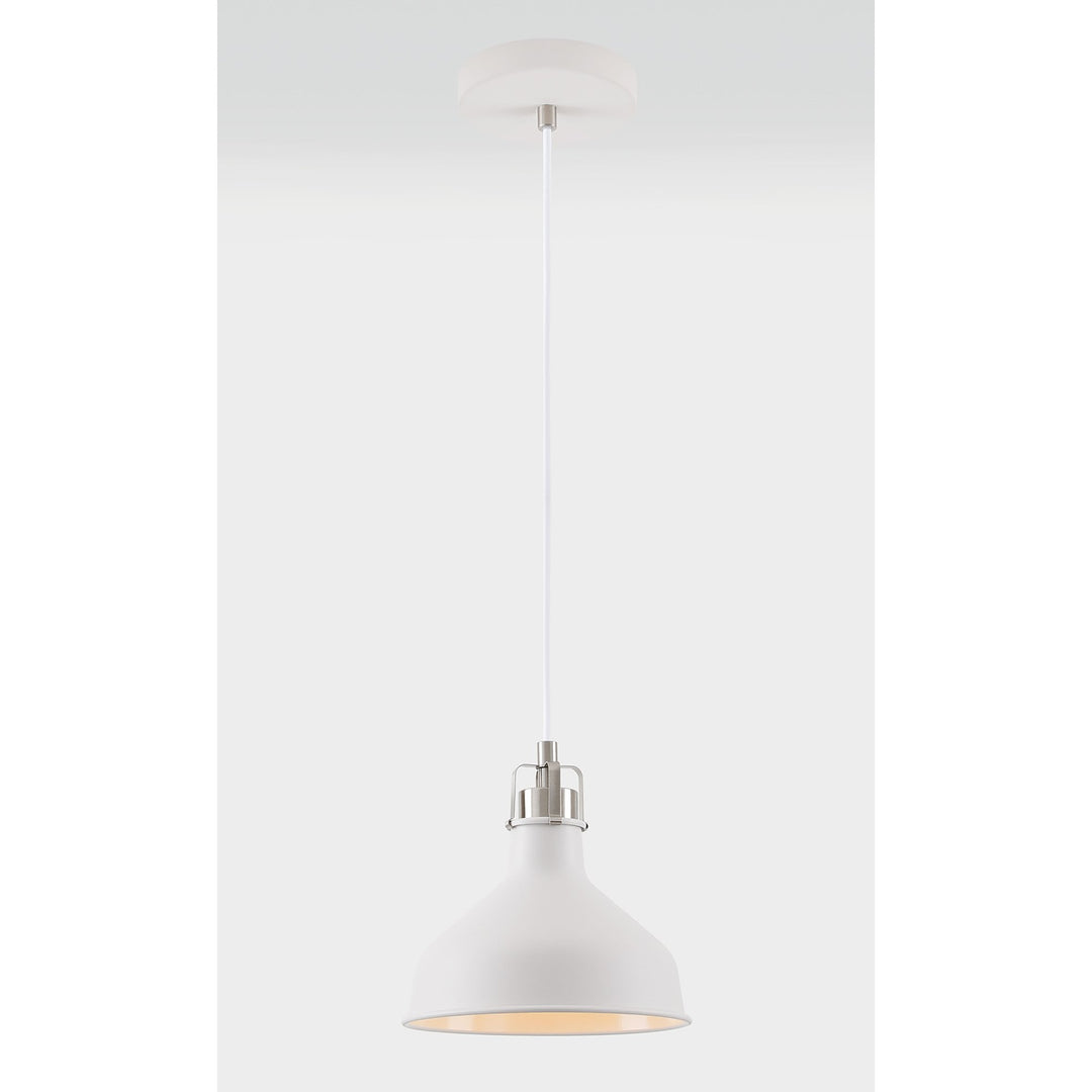 Nelson Lighting NL70159 | Barnie Small Pendant | Sand White/Satin Nickel/White