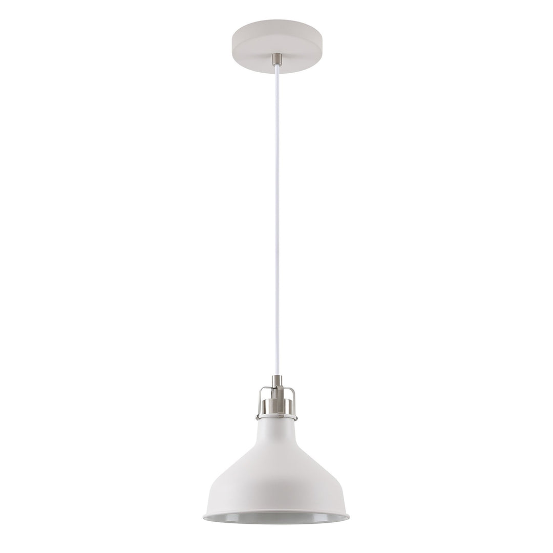 Nelson Lighting NL70159 | Barnie Small Pendant | Sand White/Satin Nickel/White