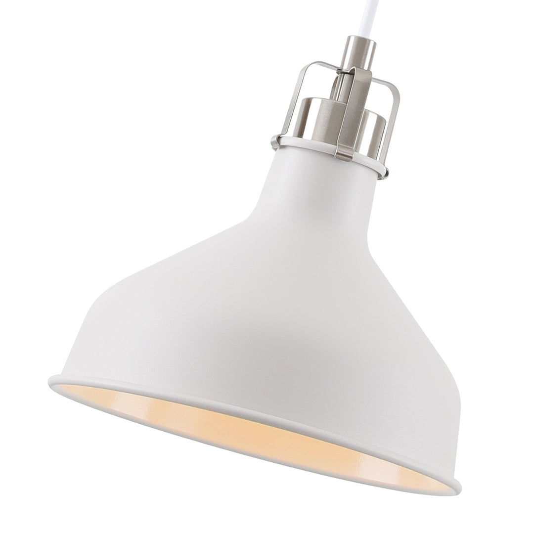 Nelson Lighting NL70159 | Barnie Small Pendant | Sand White/Satin Nickel/White