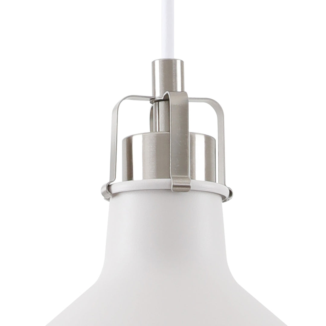 Nelson Lighting NL70159 | Barnie Small Pendant | Sand White/Satin Nickel/White