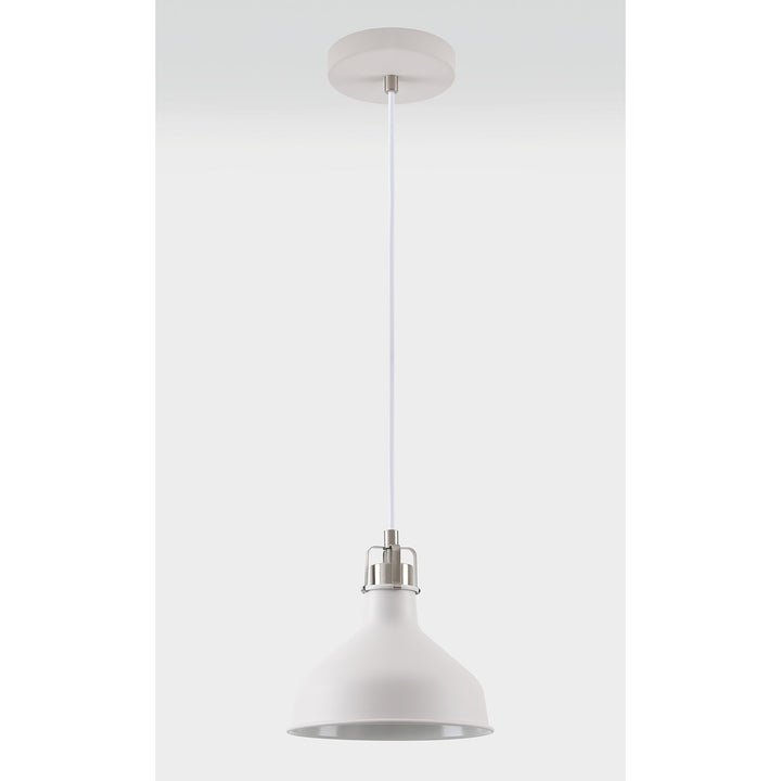 Nelson Lighting NL70159 | Barnie Small Pendant | Sand White/Satin Nickel/White