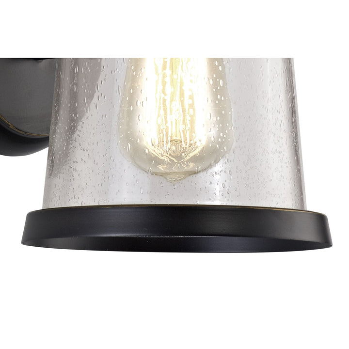 Nelson Lighting NL71969 Brad Outdoor Wall Lamp Black/Gold With Seeded Clear Glass