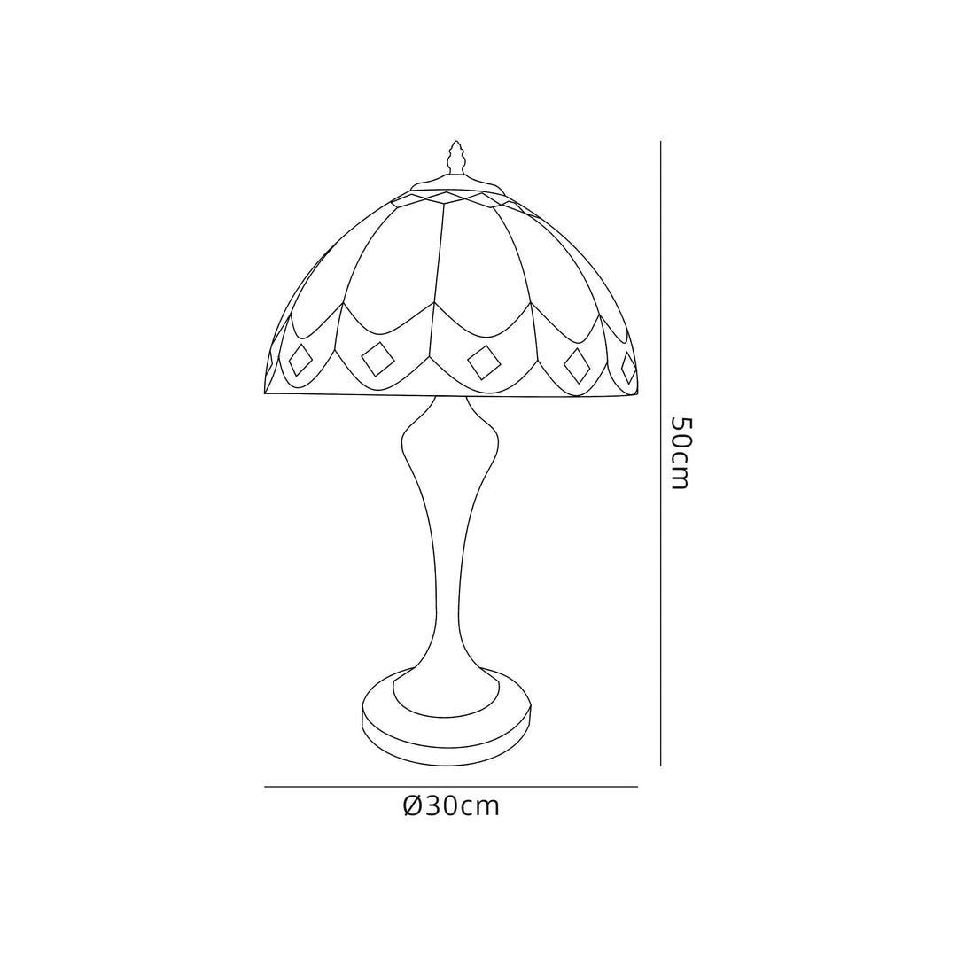 Nelson Lighting NL72269 Brixton Tiffany Table Lamp Aged Antique Brass Base/Cream/Brown Glass/Clear Crystal